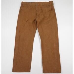 Levis 501 Jeans Mens 42x30 Brown Straight White Oak Cone Denim‎ Button Fly Pants